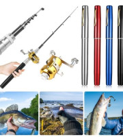 Portable Pocket Telescopic Mini Fishing Pole Pen Shape Folded Fishing Rod With Reel Wheel